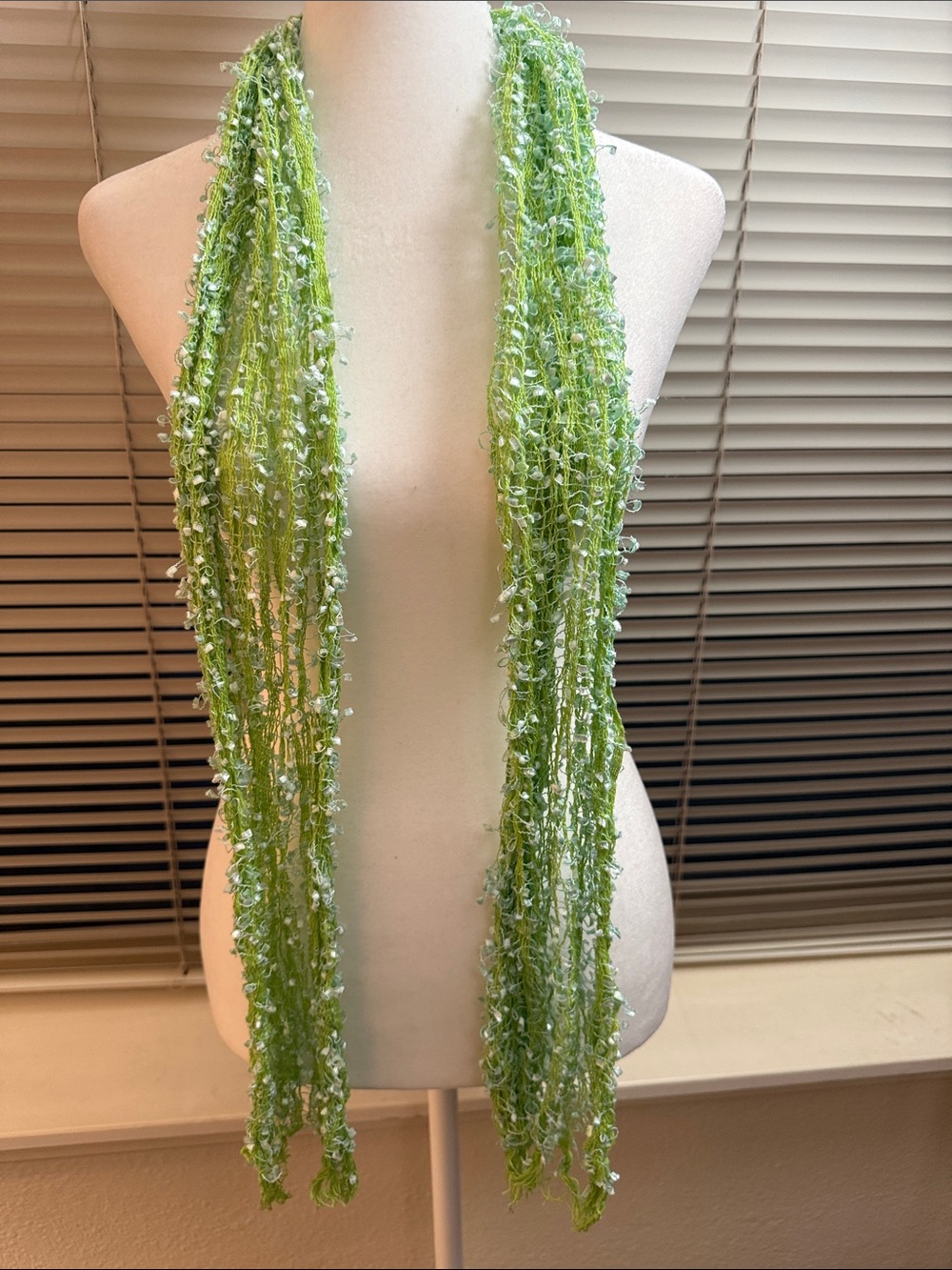 Light Green Textured Fringe Scarf - Women Accessories